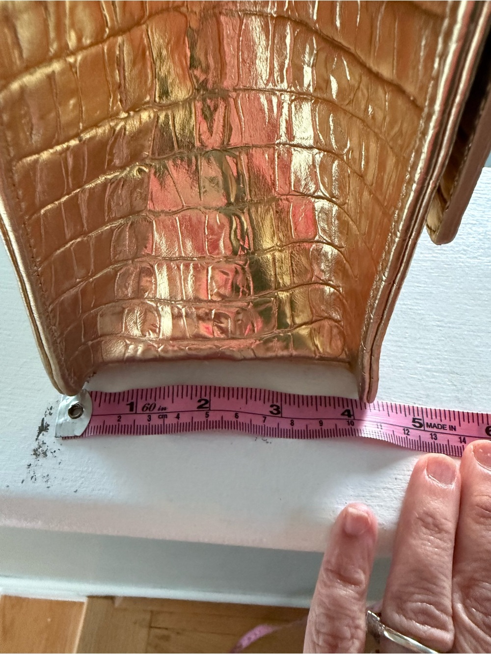Brahmin Gabriella Metallic Gold Croc Embossed Leather Shoulder Crossbody Bag - Picture 10 of 15